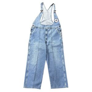 VTG Dickies Denim Overalls Wide Leg Front Cutout Bib 90s Workwear Style XL